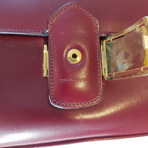 Rare Vintage Celine Burgundy Triomphe Cross-body Shoulder Bag - Picture 11 of 16